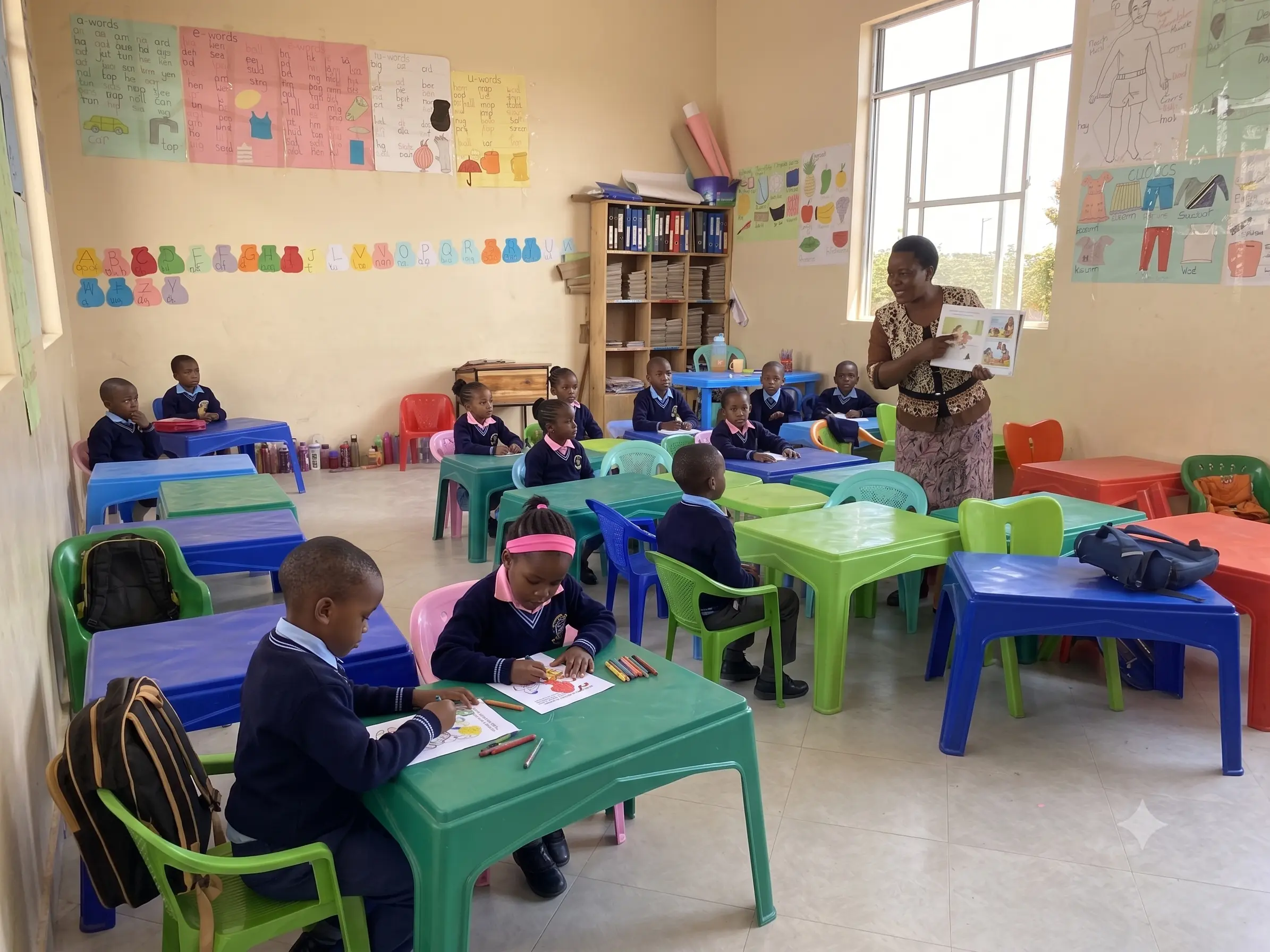 Children in Betheli Preschool classroom engaging in play-based learning